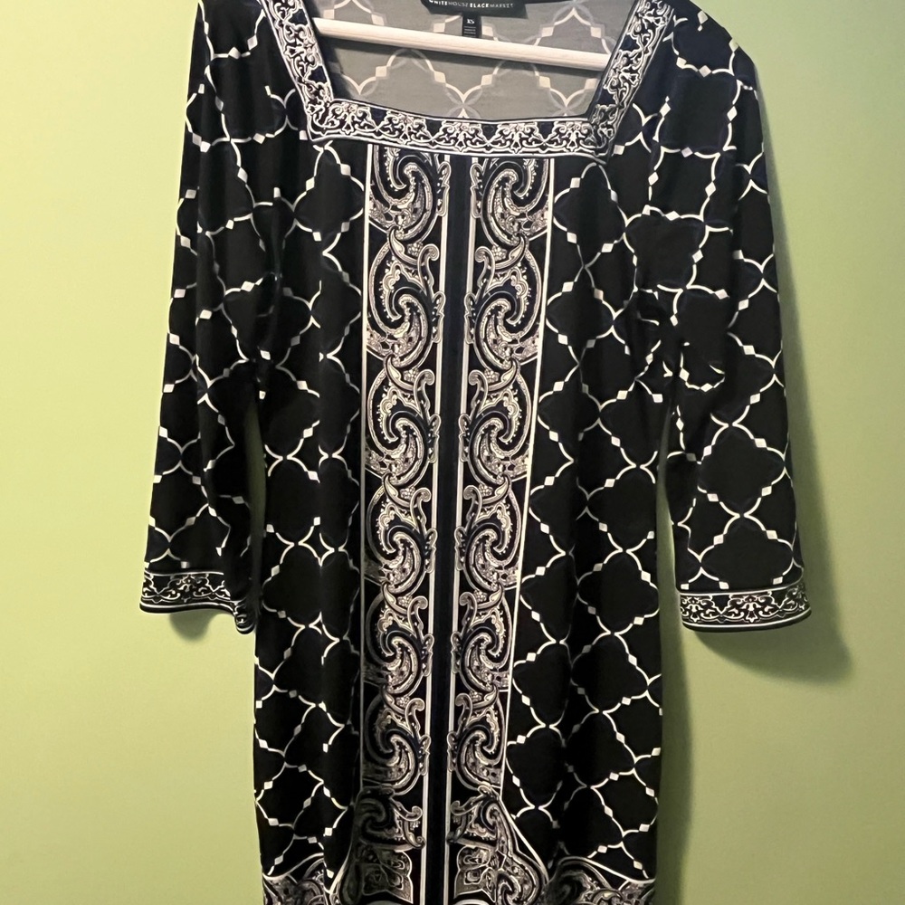 White House Black Market Black and White Geometric Dress XSmall